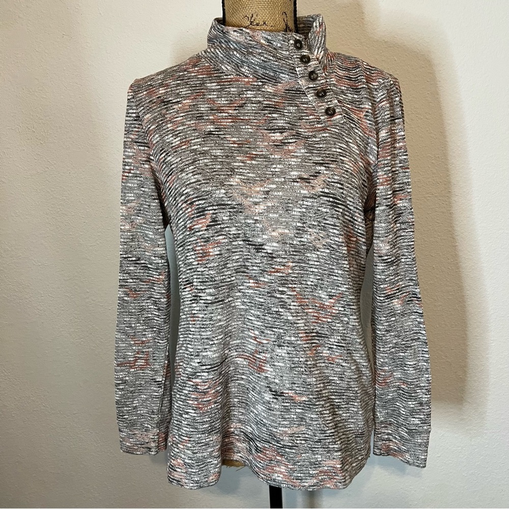 Long sleeve cream with multiple colors high neck top/sweater medium
